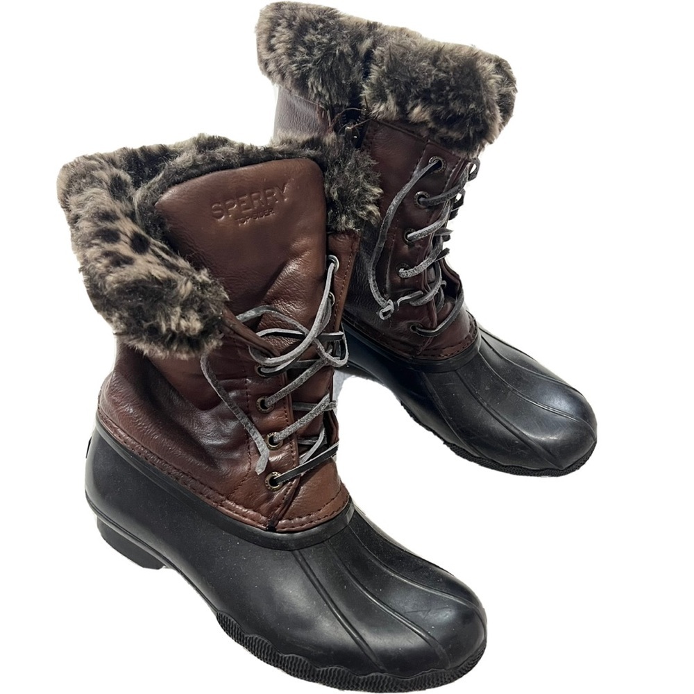 Sperry Topsider saltwater boots youth 2 girls leather brown